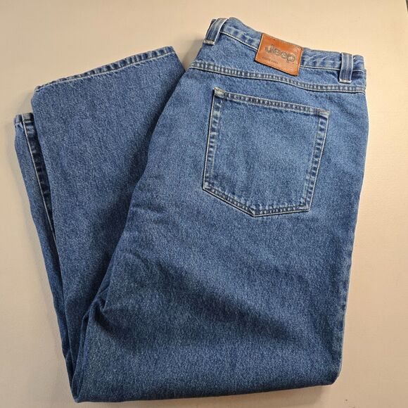 Jeep Jeans Men's 46 x 30 Blue Teflon HT Medium Wash Straight Leg Regular Fit - Picture 10 of 16